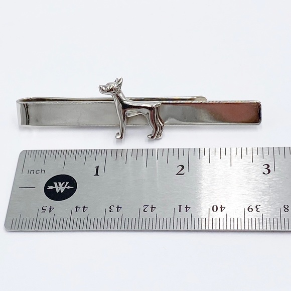 Sterling Silver Dog Cuff Links & Tie Bar Set Mid Century - Picture 11 of 14